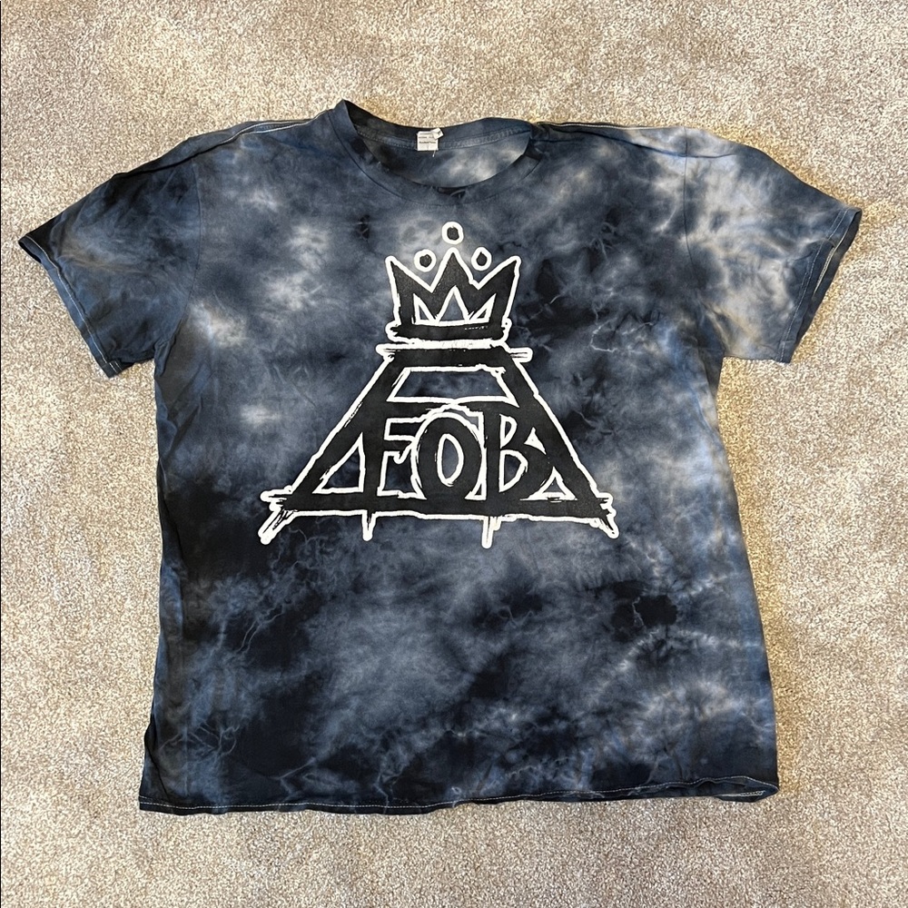 Fall Out Boy Unisex Tie-Dye Logo Graphic Band Tee in Blue, Black, & Gray